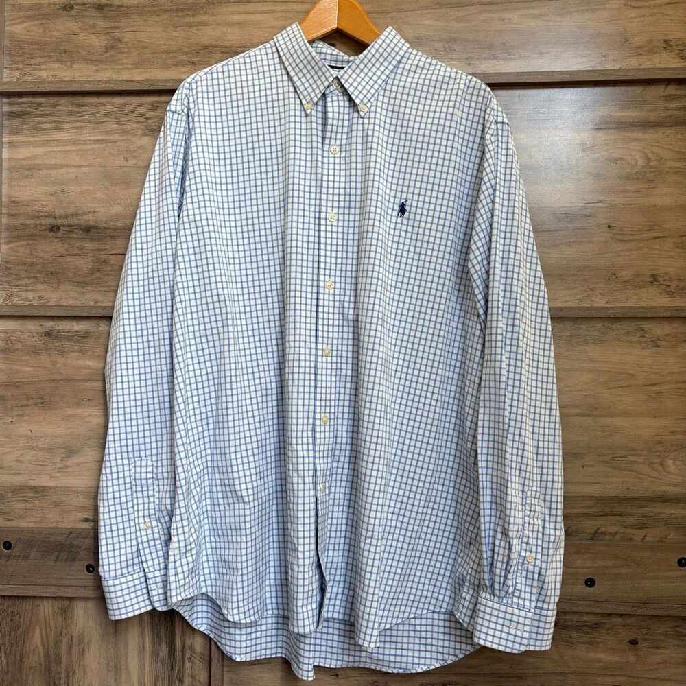 Ralph Lauren XXL Performance Blue White Patterned Long Sleeve Button Down Shirt
